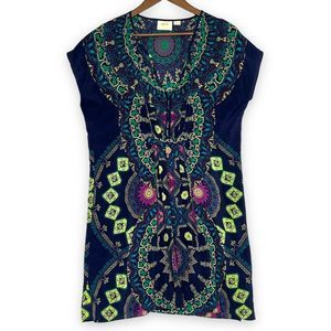 Maeve Navy Multicolor Boho Printed Dress